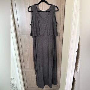 Latched Mama Charcoal Gray Sleeveless Maternity & Nursing Maxi Dress